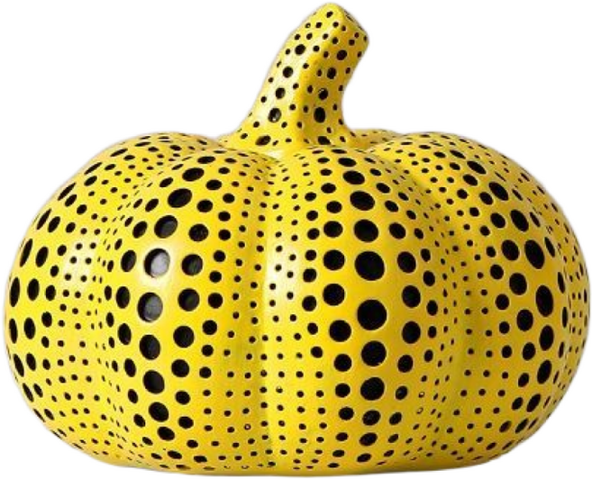 쿠사마 야요이 호박 장식 오브제 옐로우 인테리어 소품 카페 사무실 쿠사마 야요이 - 붉은 호박1, 웨이브 포인트 아트 - 호박 (트럼펫)