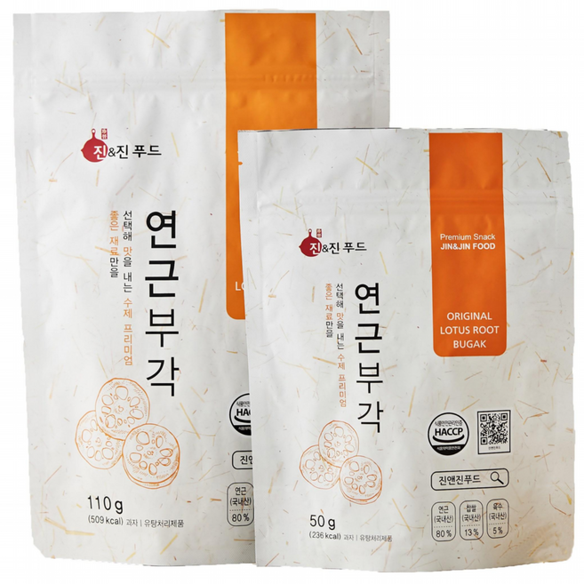 진앤진푸드 담백하고 고소한 일품 수제 찹쌀 연근부각 아이들 간식 맥주 안주 회사 간식, 50g, 6개