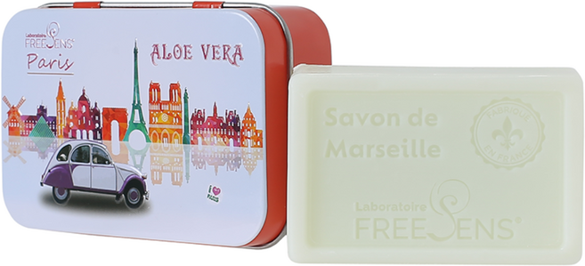 프리젠 파리 사봉 내추럴 마르세유 솝 알로에베라 - 프랑스 마르세유 비누 틴케이스, 1개입, 100g