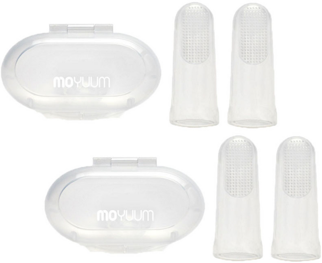 모윰 실리콘 손가락 칫솔 4p + 케이스 2p 세트, 투명, 4개입, 1세트