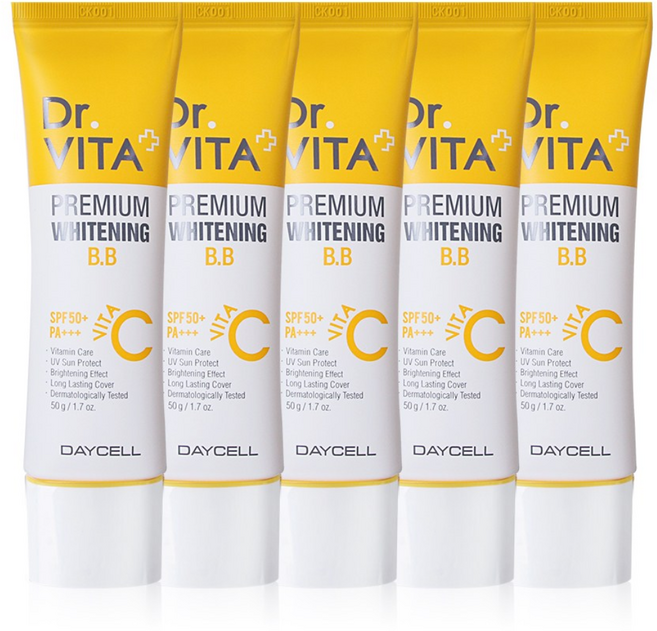닥터비타 미백 주름개선 자외선차단 3중 기능성 프리미엄 비타민 C 화이트닝 비비크림 50g (SPF50+ / PA+++), 5개