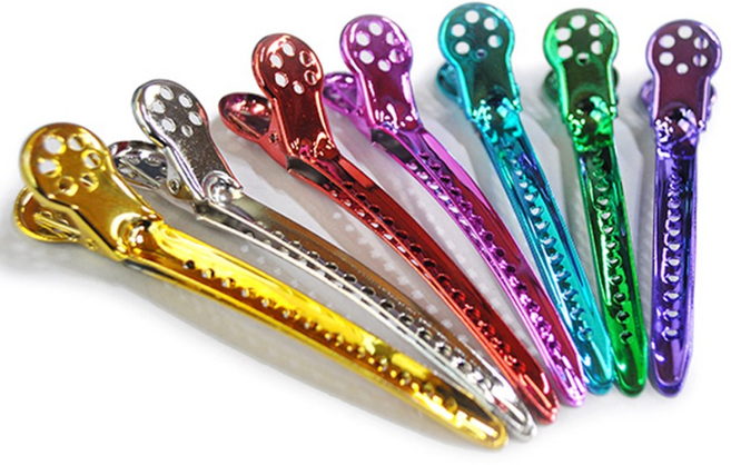 루시피 알루미늄 헤어 핀셋 클립 (4개입) 집게 헤어핀, 레드 (4개입), 4개