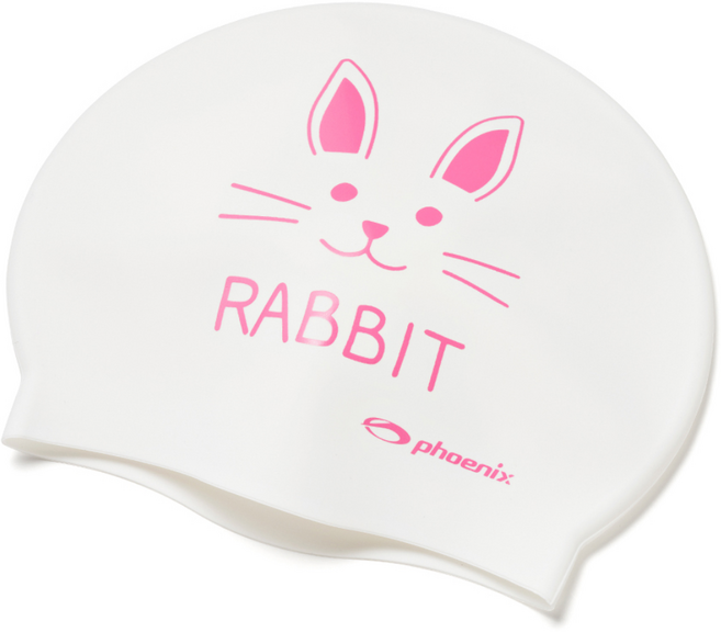 국내생산 피닉스 디자인 실리콘 어린이 아동용 수영모 동물친구들 생존수영템, White Rabbit