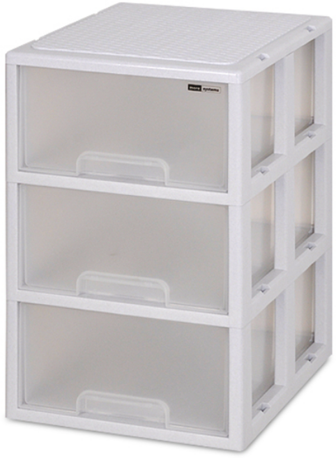 모아시스템즈 클래식 3단 서랍장, 마블 화이트, 1개