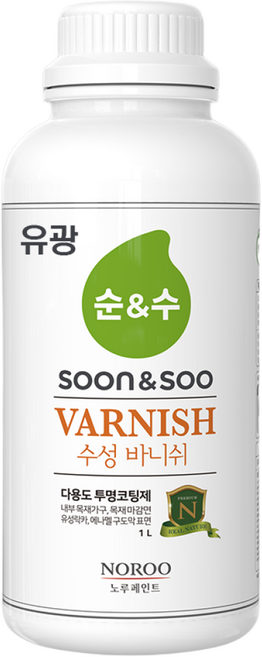 노루페인트 순앤수 수성 바니쉬, 유광 투명, 1L, 1개