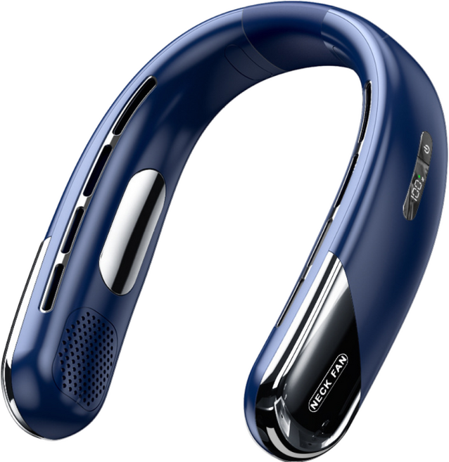 Noreta 휴대용 날개없는 넥 선풍기 급속냉각 USB 충전식 무선 임의 조절 가능 넥쿨러, 네이비, N25