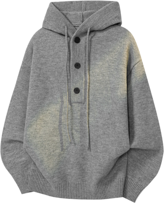 고급 스트리트 단색 후드 니트 남성용 겨울 미국식 클린핏 후드 스웨터 멋진 남성용