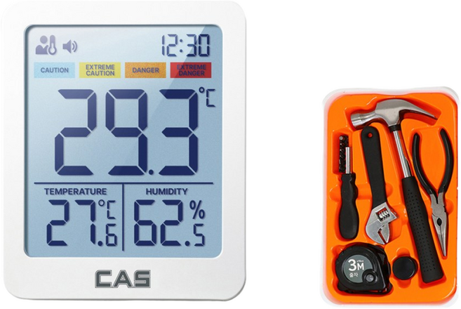CAS 디지털 온습도계 T701 체감온도계+가정용 공구세트