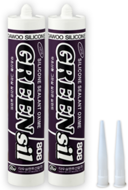 에스테크 다용도 냄새 적은 실리콘 그린씰 (노즐 포함) 흑색, 2개