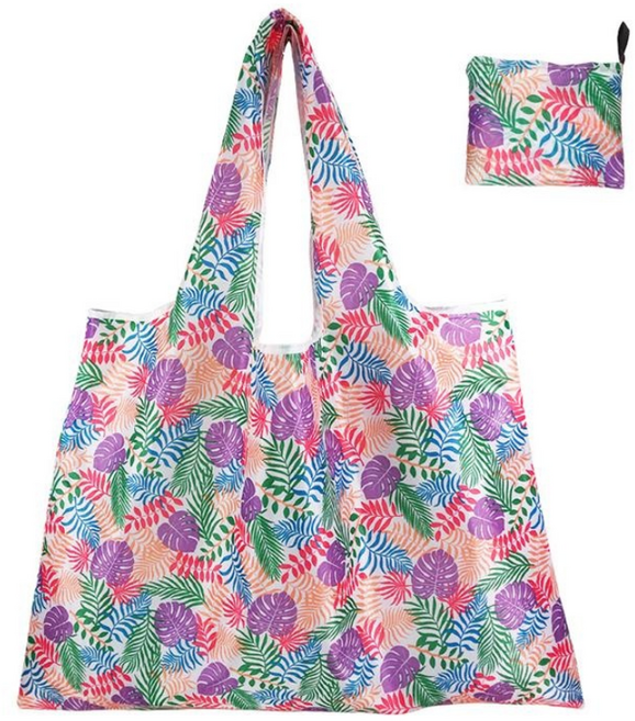 마리코 휴대용 접이식 장바구니 만능 다용도 에코백 특대형 시장 가방, 마리코 특대형 트로피칼, 1개