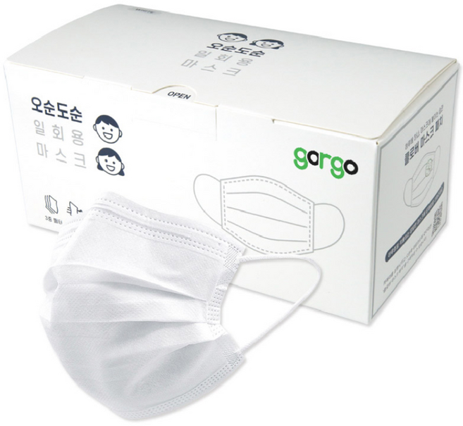 고르고 오순도순 일회용 마스크 성인용, 50개입, 1개, 화이트