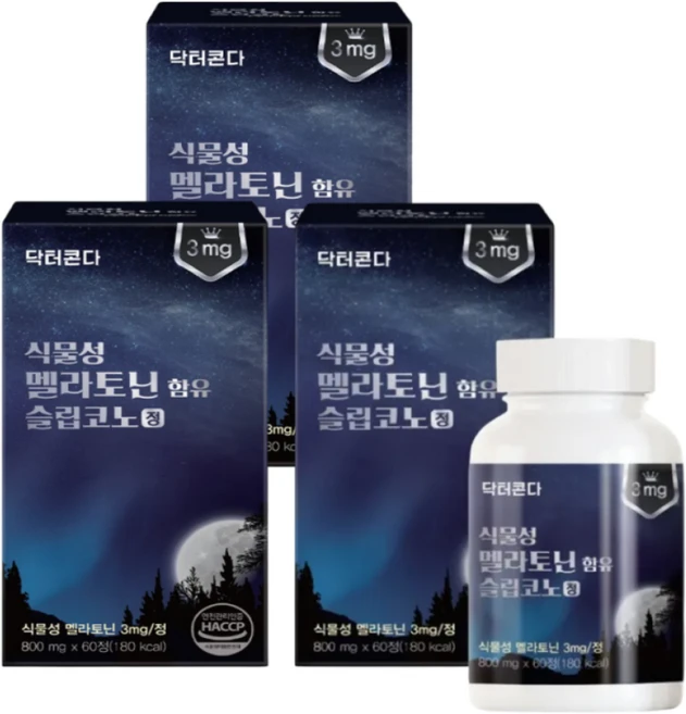식약처인증 닥터콘다 슬립코노정 슬립코노포뮬러 식물성 멜라토닌3mg함유 테아닌 마그네슘, 3박스, 60정 - 쿠팡
