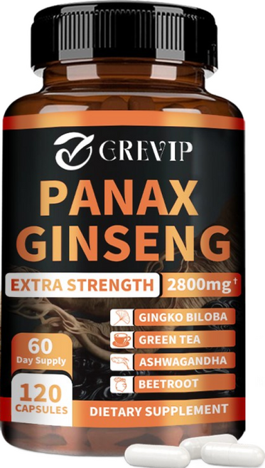 프리미엄 인삼식물성 캡슐 진세노사이드 은행잎 추출물 아쉬와간다 비트루트 녹차 폴리페놀 에너지 증진 두뇌 활성화 스트레스 완화 혈액 순환, 1개, 60정