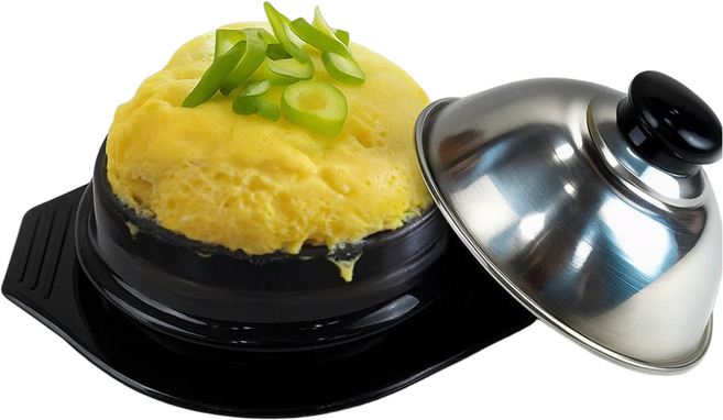 국내산 폭탄 계란찜기 스텐뚜껑+뚝배기+받침 세트 중자 (2-3인용 폭탄계란찜), 1세트, 13cm