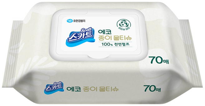 스카트 에코 종이물티슈 캡형 70매 X 1개 42501, 70개입