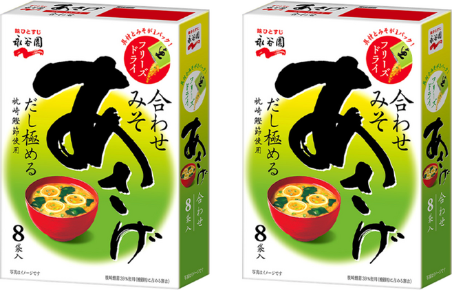 일본 미역 미소된장국 나가타니엔 일본 미소시루 아사게 (쌀된장) 67gx2개, 2개, 67g