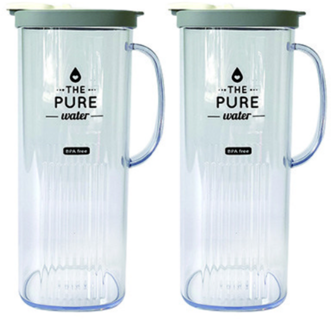 BPA free 비피에이 프리 플라코 심플 퓨어보틀 정사각 손잡이 냉장고 물병 2P 세트 1.5L 1.8L, 그레이, 1.5L (2개세트)