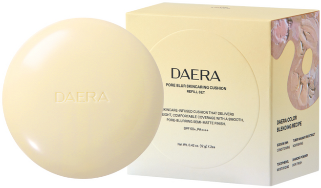 대라 24시간 모공 커버 지속 포어 블러 워터프루프 스킨케어링 쿠션 12g SPF 50+ PA++++ 본품 리필 세트, 1개, 페어P (18~19호 추천)