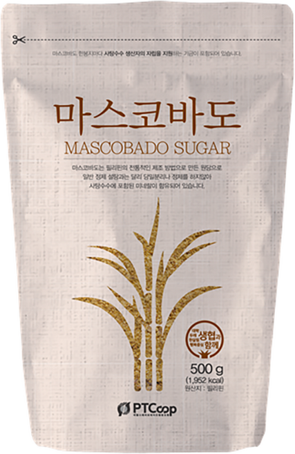 두레생협 공정무역 필리핀 마스코바도 500g 유기농 사탕수수 비정제 원당 갈색 설탕 대신 대체, 3개