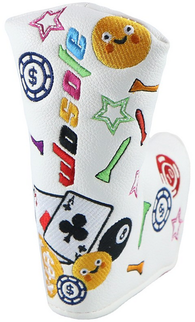 우소프 일자형 말렛형 골프 헤드 자석 퍼터 커버, 카드 화이트 일자형