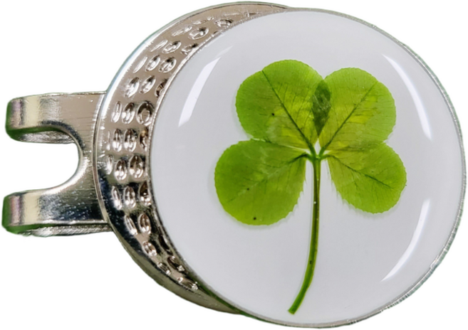은연랩스 네잎클로버 생화 제작 볼마커 행운을 가져다 주는 골프마커, 1개, 화이트