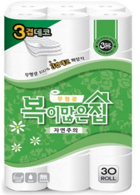 리빙 화장지 두루마리 휴지 엠보싱 3겹 업소용 대용량 30m 30롤, 30개입, 1개 - 쿠팡