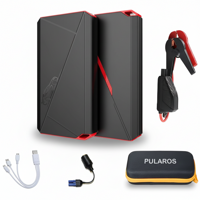 풀라로스 긴급시동 보조배터리 점프스타터+스마트 점프 케이블+ 파우치백 14800mAh, 1세트