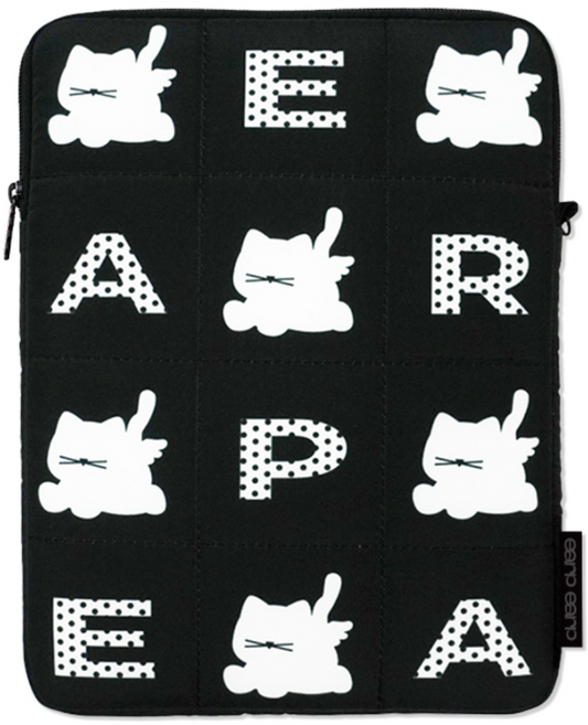 [어프어프 본사] 귀여운 캐릭터 아이패드 노트북 파우치, 레터 패턴 블랙, 11, 1개