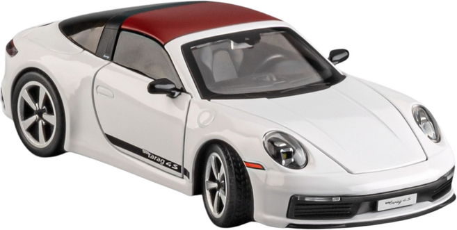 YONO 포르쉐 911 타르가 4S 1:32 합금 LED 사운드 미니카 모형 자동차, 화이트, 1개