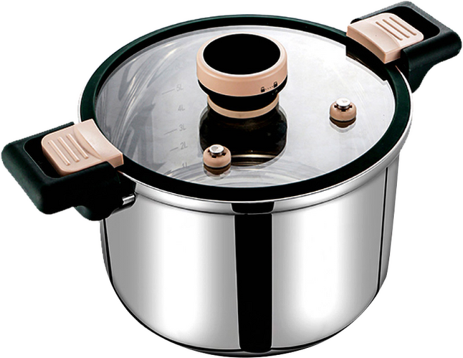 CookBuddy 저압냄비 304스텐 인덕션 압력솥, 1개, 실버, 6L