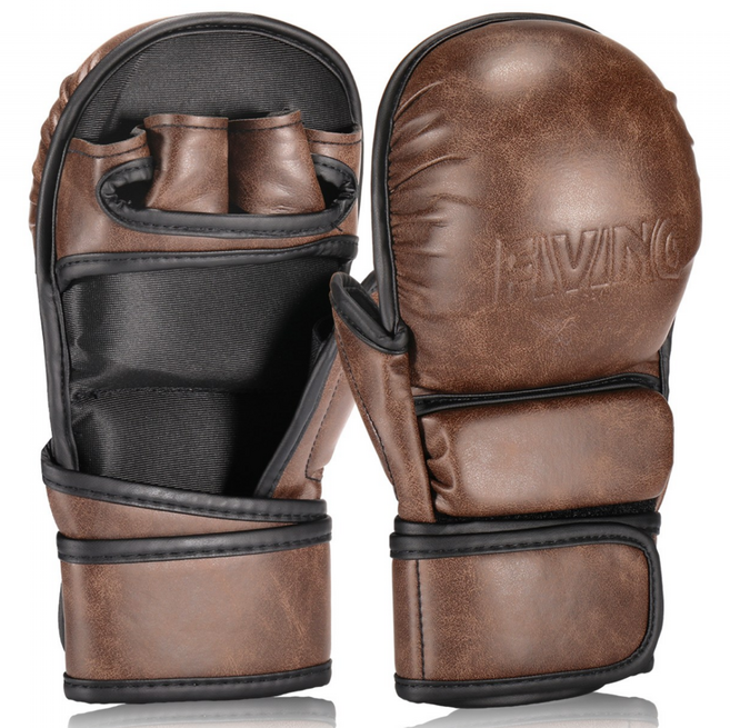 FIVING 복싱 글러브 mma 종합격투기장갑 권투 타이 트레이닝 글러브 성인 남녀 공용, 1세트, 갈색