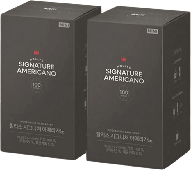 할리스 시그니처 아메리카노 다크 스틱커피 100T 2개 부드러운, 100개입
