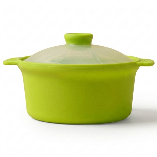 루리코리아 국산 실리콘 전자레인지 찜기 0.8L, 그린, 1개