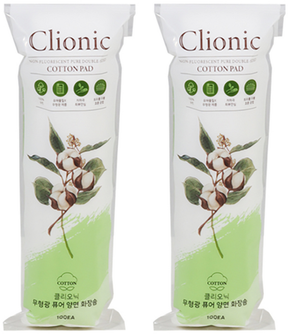 클리오닉 무형광 퓨어 양면 화장솜, 100개입, 2개