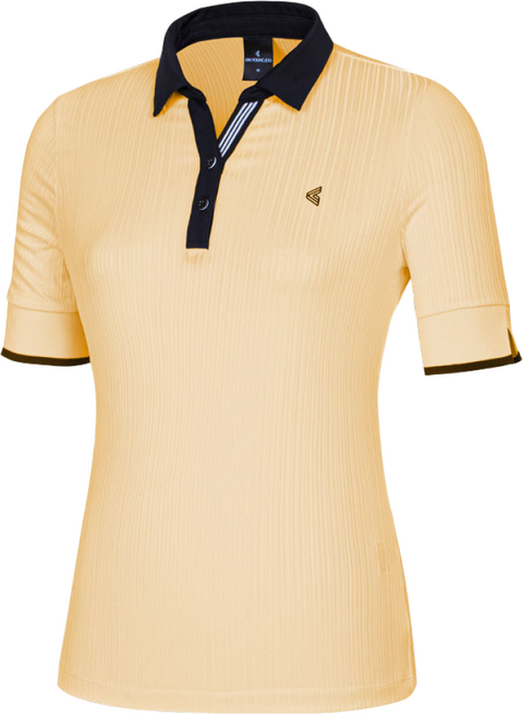 김영주 여성 골프웨어 글로스 골지 Y 카라 티셔츠 여자 반팔티