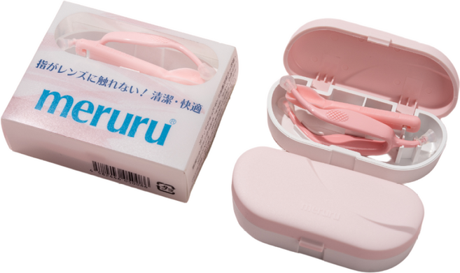 meruru [정품- 유사품에 주의하세요] 메루루 원데이 소프트 렌즈 집게 착용 분리 기구 1세트 (보관케이스포함), 핑크