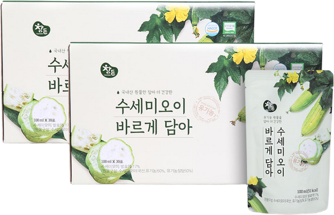 참든 유기농 수세미 오이 바르게 담아 수세미즙 수세미발효액 수세미액기스 발효액 100ml, 60개