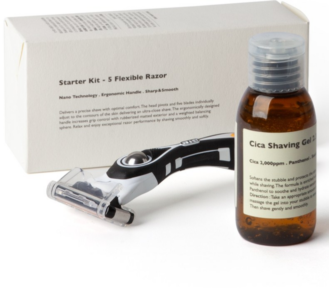 레이지소사이어티 5중날 면도기 스타터킷, 면도핸들 + 5중날 카트리지 + 시카 쉐이빙 젤 2.3 50ml, 1세트