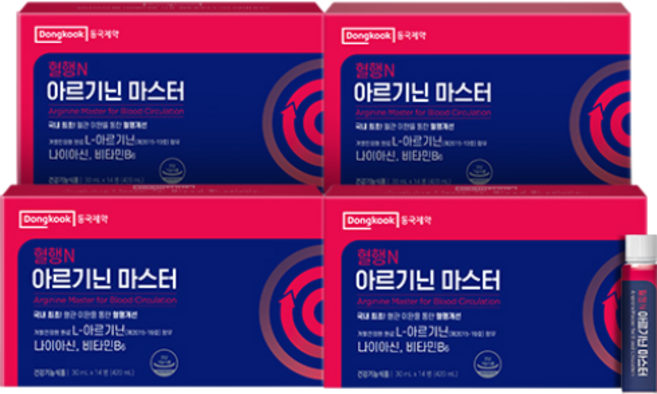 동국제약 혈행N 아르기닌 마스터 식약처 인정 혈행개선 L-아르기닌, 420ml, 4개