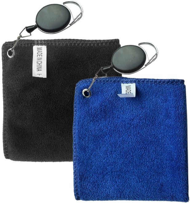 엑스그리드 초극세사 골프공 클럽 세척 타월 길이조절 후크용, 2개, 블랙블루