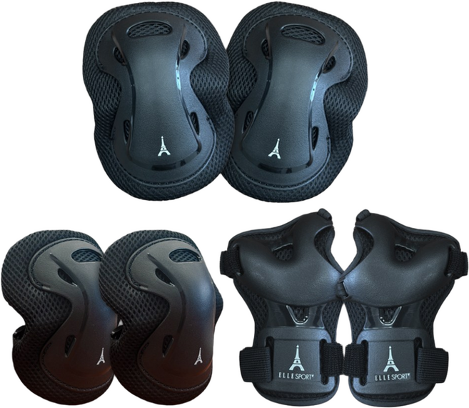 엘르스포츠 보호대 세이프플랙스 인라인 킥보드 보호대장비 3종세트 아동 성인, 1세트, 세이프플랙스S(13세미만)_블랙