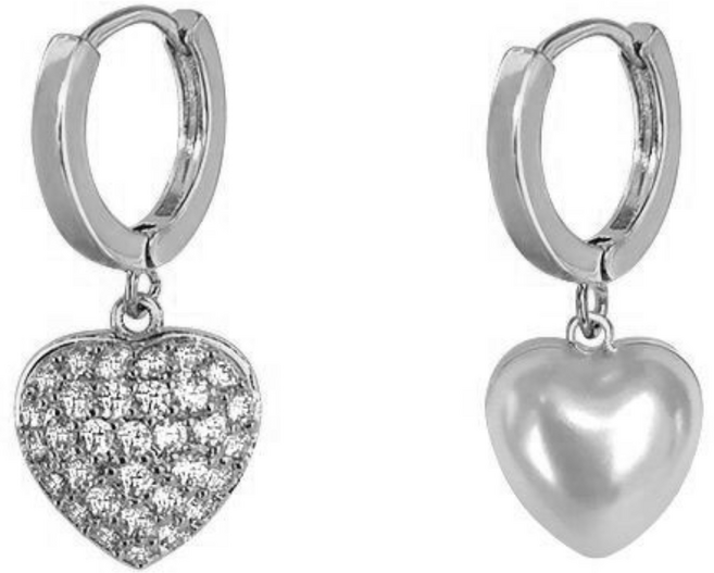 아름조이 러블리 하트 드롭 큐빅 펄 여성 원터치 귀걸이 AJE067