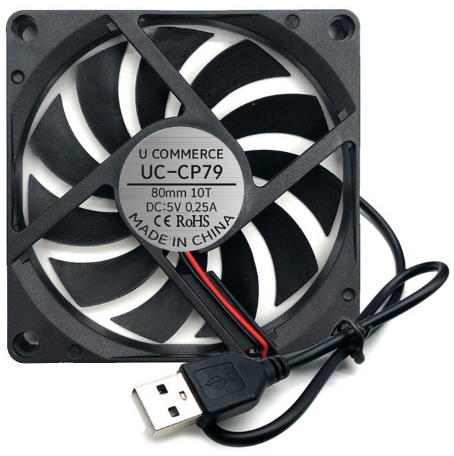 USB쿨링팬 80MM DC5V 케이스 저소음 환기 미니 냉각펜 휀 서버 컴퓨터 데스크탑, 1개