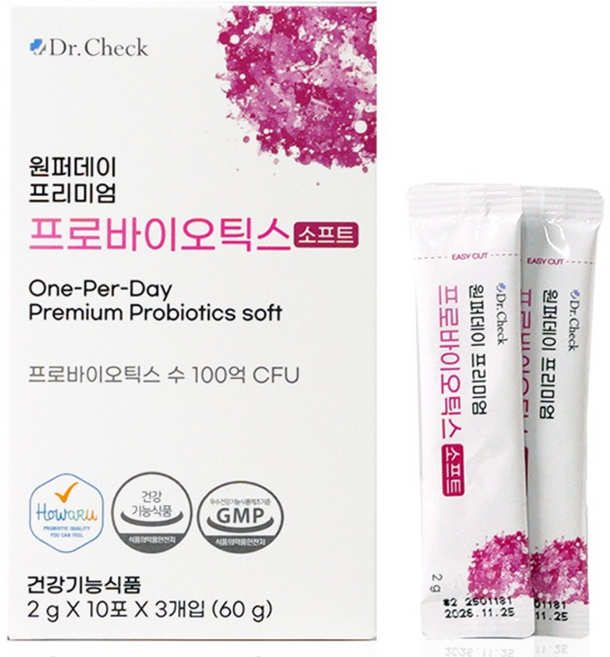 닥터체크 원퍼데이 프리미엄 프로바이오틱스 소프트 30포 1박스, 1개, 2g
