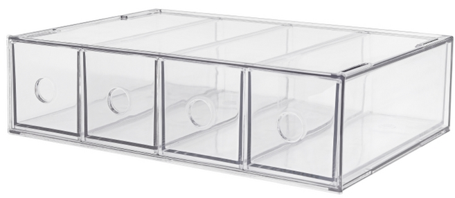 AVERA 서랍형 투명 안경 정리함 4단, 1개