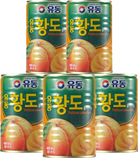 [SH유통]유동 황도 복숭아 과일 캔 통조림 400g 5개