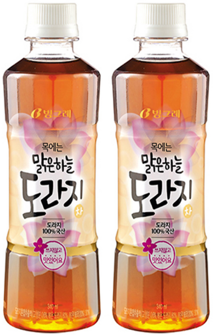 빙그레 맑은하늘 도라지차 340ml x 40개 음료수