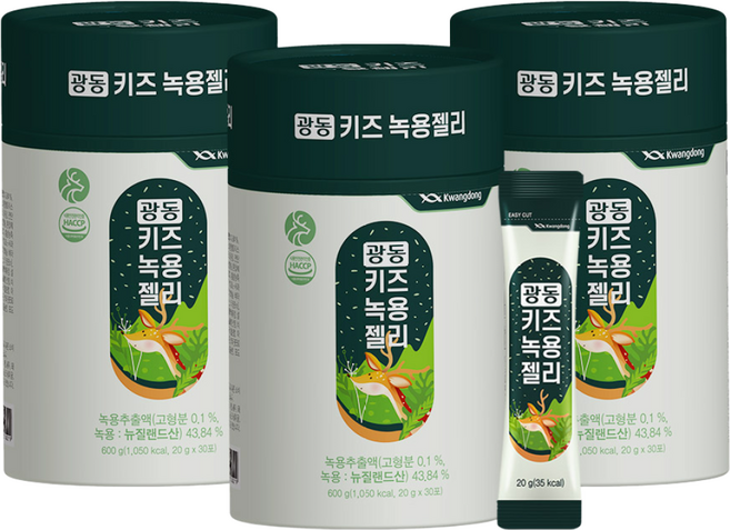 광동 키즈 녹용젤리 30포 청포도맛, 3개, 600g
