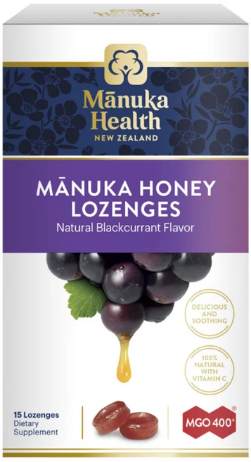 마누카헬스 뉴질랜드 마누카 허니 MGO 400+ 비타민 C 내추럴 블랙커런트 로젠지, 15개입, 1개 - 쿠팡