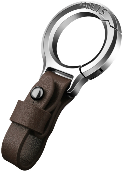 1+1 헬스와미 고급 가죽 차량용 키링 홀더 심플 차키링 열쇠고리, 딥브라운, 1세트